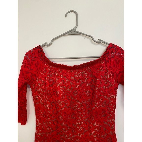 Sabora Red Lace Fitted Mini Dress Size Small - Picture 7 of 10